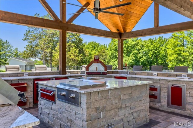 5425 Independence Rd, Weldon Spring, MO 63304 - view of patio featuring exterior kitchen, a gazebo, and a sink