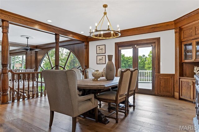 5425 Independence Rd, Weldon Spring, MO 63304 - dining room featuring a chandelier, light wood finished floors, healthy amount of natural light, and recessed lighting
