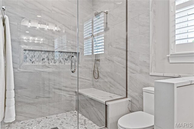 5425 Independence Rd, Weldon Spring, MO 63304 - full bathroom featuring toilet, a shower stall, and plenty of natural light
