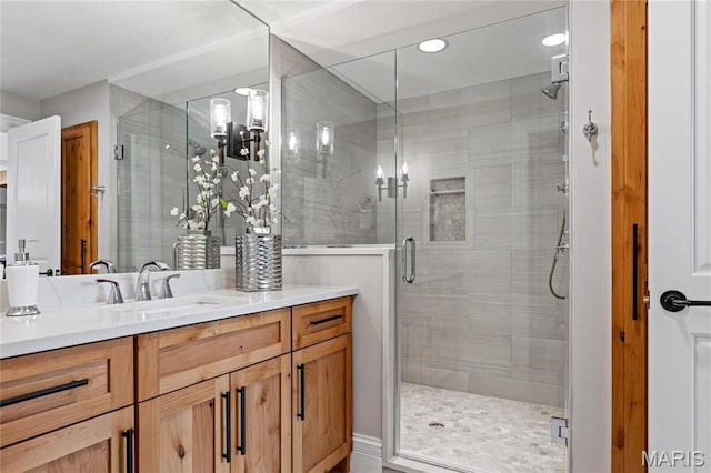 5425 Independence Rd, Weldon Spring, MO 63304 - full bath with vanity, a stall shower, and recessed lighting