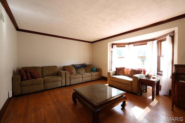 7530 Forest View Dr, Pasadena Park, MO 63121 - living area with wood finished floors and ornamental molding