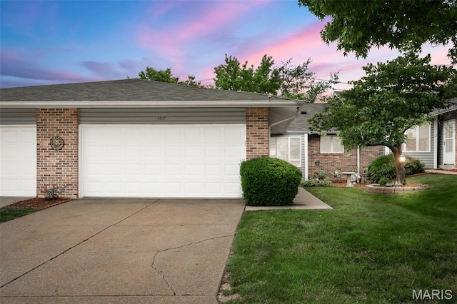 1615 Rosewall Dr Unit C, Saint Charles, MO 63303 - ranch-style home with brick siding, concrete driveway, an attached garage, and a front lawn