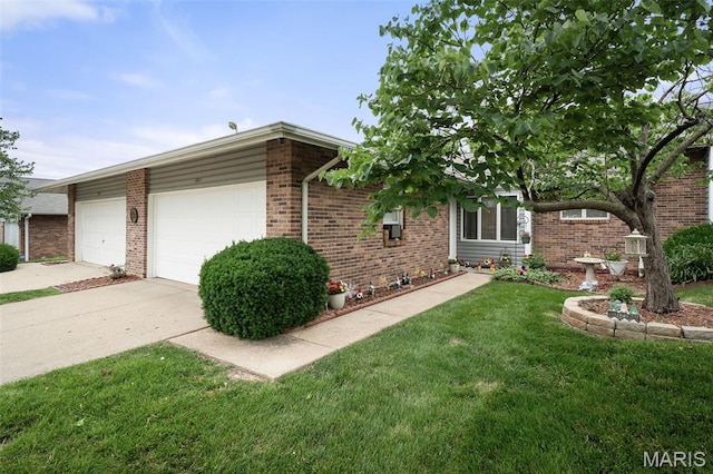 1615 Rosewall Dr Unit C, Saint Charles, MO 63303 - view of front facade with concrete driveway, a garage, a front yard, and brick siding