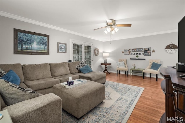 1615 Rosewall Dr Unit C, Saint Charles, MO 63303 - living area with crown molding, ceiling fan, and light wood-style floors