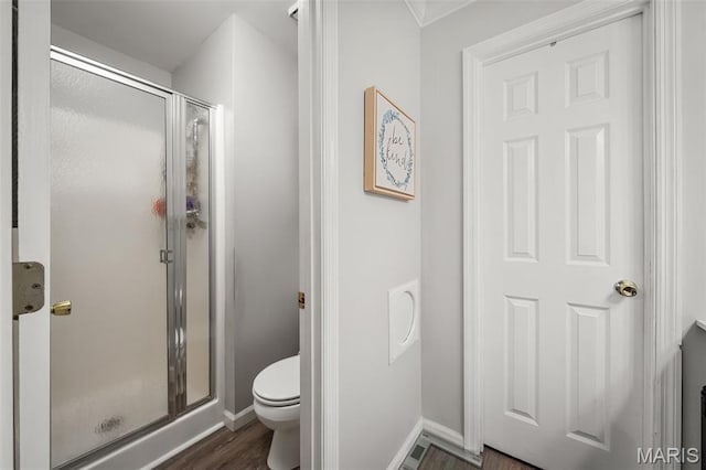 1615 Rosewall Dr Unit C, Saint Charles, MO 63303 - full bath with a stall shower, wood finished floors, and crown molding