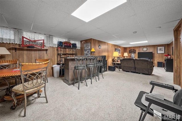1615 Rosewall Dr Unit C, Saint Charles, MO 63303 - indoor dry bar featuring carpet flooring, a paneled ceiling, and wooden walls