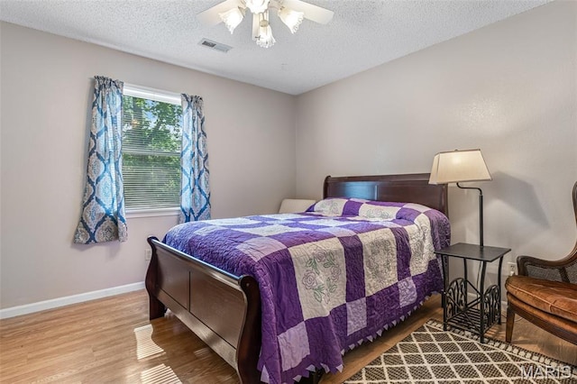 1121 N Desloge Dr Unit J-2, Desloge, MO 63601 - bedroom with wood finished floors, baseboards, a textured ceiling, and a ceiling fan