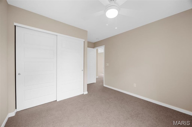 357 Newbridge Way, Ofallon, MO 63368 - unfurnished bedroom with carpet floors, a closet, baseboards, and ceiling fan