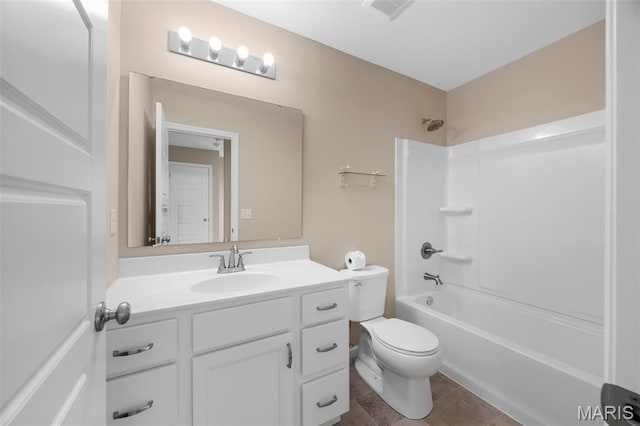 357 Newbridge Way, Ofallon, MO 63368 - bathroom with toilet, vanity, shower / tub combination, and tile patterned floors