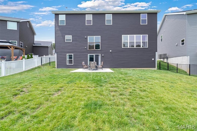 5034 Corisande Woods Dr, Fenton, MO 63026 - back of property featuring a gazebo, a patio area, and a fenced backyard