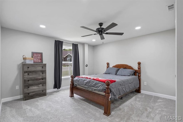 5034 Corisande Woods Dr, Fenton, MO 63026 - carpeted bedroom with recessed lighting and ceiling fan