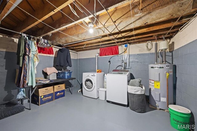203 N Williams St, Albers, IL 62215 - unfinished below grade area featuring water heater and washing machine and clothes dryer