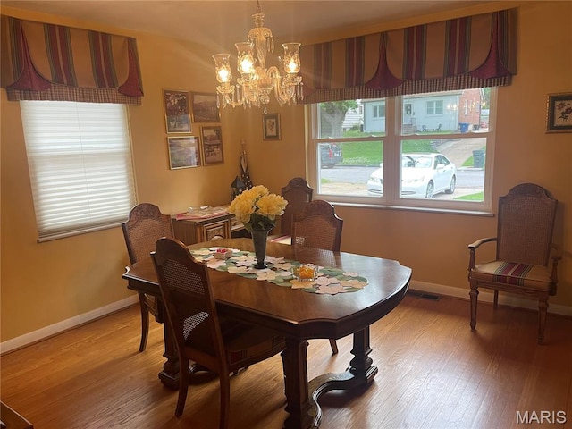 1034 Chelsea Ave, Glendale, MO 63122 - dining area with a chandelier and wood finished floors
