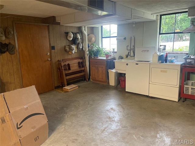 1034 Chelsea Ave, Glendale, MO 63122 - below grade area with independent washer and dryer and wooden walls