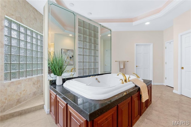 16427 Andraes Dr, Chesterfield, MO 63005 - bathroom featuring a bath, tile patterned floors, and recessed lighting