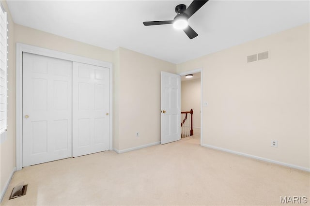 16427 Andraes Dr, Chesterfield, MO 63005 - unfurnished bedroom featuring carpet flooring, a closet, and ceiling fan