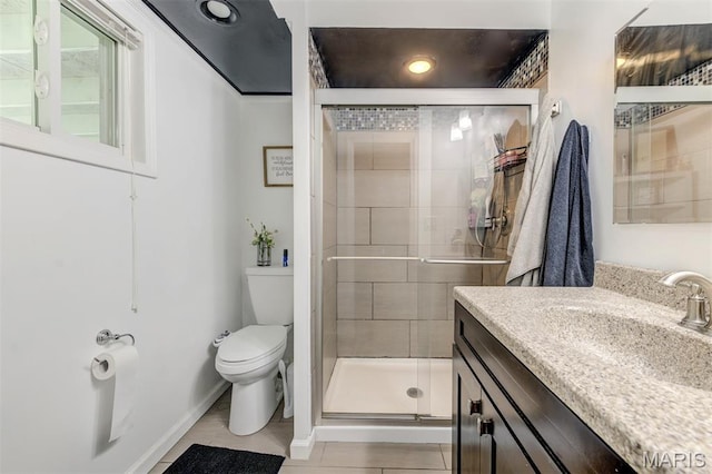 713 Settler Rd, Fenton, MO 63026 - full bath with a stall shower, vanity, and tile patterned floors