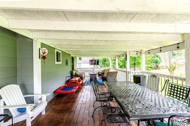 713 Settler Rd, Fenton, MO 63026 - wooden terrace featuring outdoor dining area