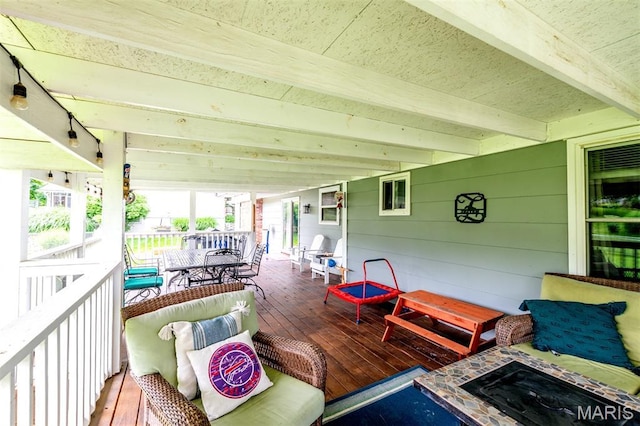 713 Settler Rd, Fenton, MO 63026 - wooden deck with outdoor dining area