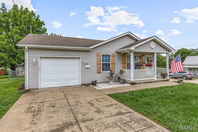 310 S Harry Junior St, Desloge, MO 63601 - single story home featuring a porch, a garage, driveway, and roof with shingles