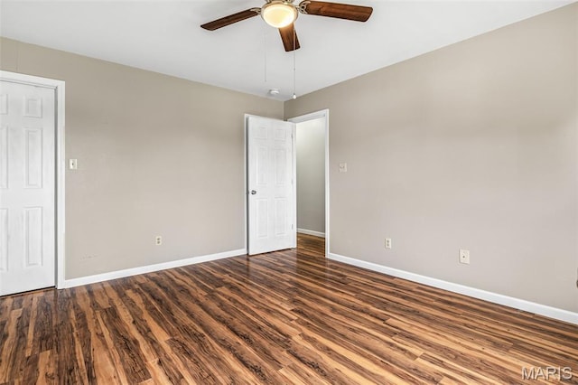310 S Harry Junior St, Desloge, MO 63601 - spare room featuring baseboards, a ceiling fan, and wood finished floors