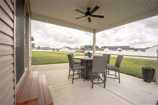 3432 Navajo Trl, Shiloh, IL 62221 - view of patio featuring a ceiling fan, a residential view, and outdoor dining space