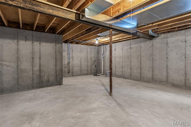 view of unfinished basement