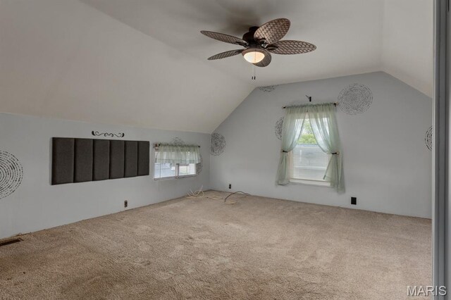 311 S Edwardsville St, Staunton, IL 62088 - additional living space with carpet floors, lofted ceiling, and ceiling fan