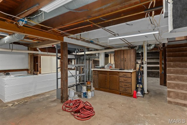311 S Edwardsville St, Staunton, IL 62088 - unfinished below grade area featuring stairway