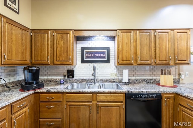 103 Woodland Ln, Saint Robert, MO 65584 - kitchen featuring dishwasher, backsplash, and brown cabinets