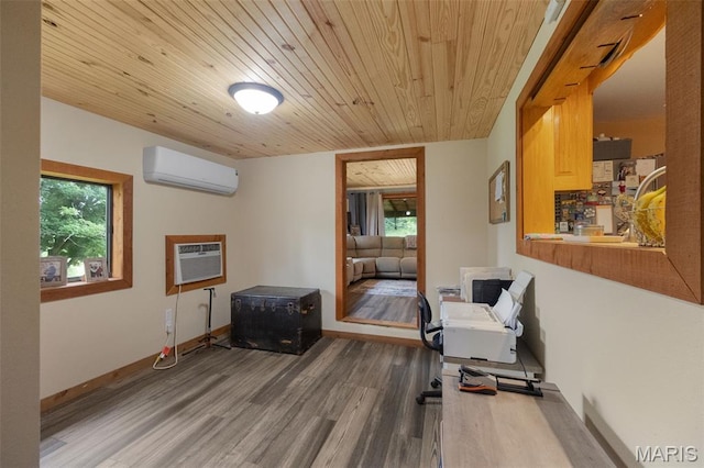 19185 Highway Hwy, Arcadia, MO 63621 - sitting room with a wall unit AC, wooden ceiling, and wood finished floors