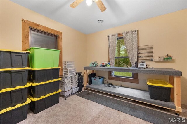 19185 Highway Hwy, Arcadia, MO 63621 - carpeted office with ceiling fan