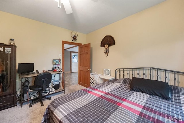 19185 Highway Hwy, Arcadia, MO 63621 - bedroom with carpet floors, an office area, and a ceiling fan