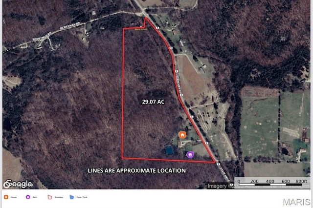 19185 Highway Hwy, Arcadia, MO 63621 - map / location with property parcel outlined