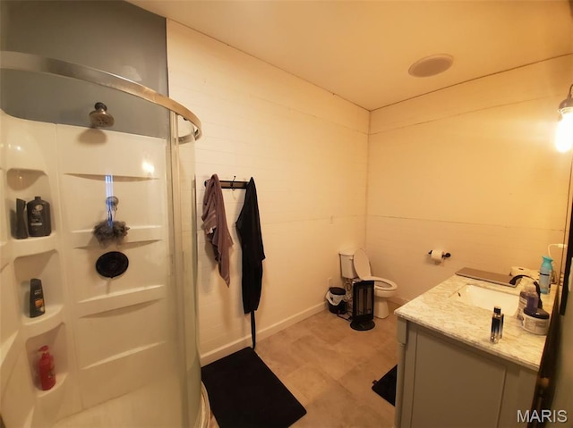 201 E Main St, Lewistown, MO 63452 - bathroom with a stall shower, vanity, and tile patterned floors