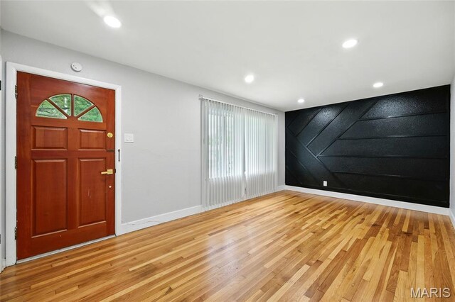 1005 Edgehill Dr, Ferguson, MO 63135 - entrance foyer featuring light wood finished floors and recessed lighting