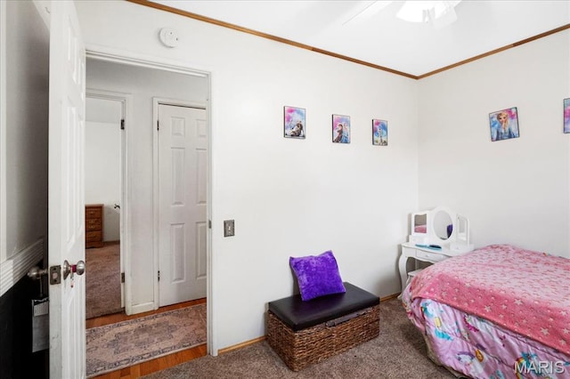 1910 Flamingo Dr, Florissant, MO 63031 - bedroom featuring carpet flooring, a ceiling fan, and crown molding