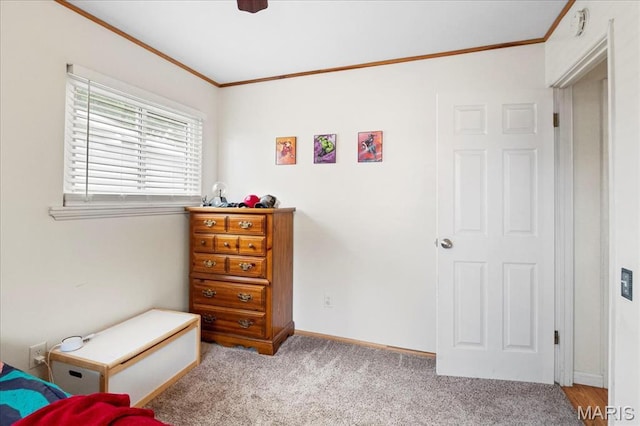 1910 Flamingo Dr, Florissant, MO 63031 - bedroom featuring ornamental molding, carpet flooring, and a ceiling fan