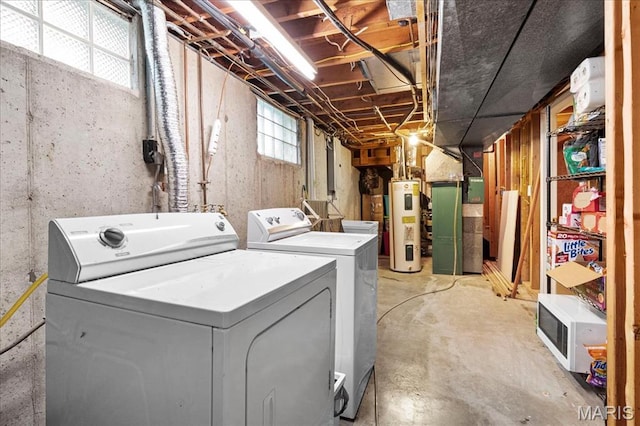 1910 Flamingo Dr, Florissant, MO 63031 - laundry room with washer and dryer, electric water heater, and heating unit