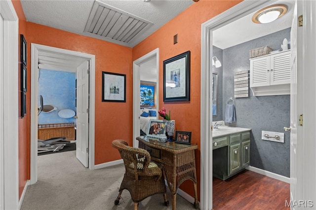 818 Sheraton Ln, Herculaneum, MO 63048 - hall with baseboards, a sink, and a textured ceiling