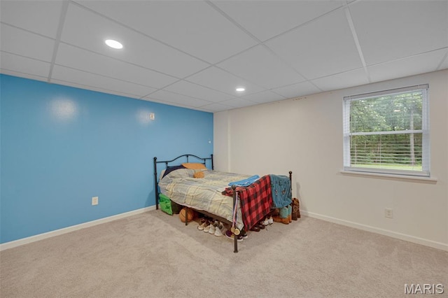 10041 Fox Haven Rd, Blackwell, MO 63626 - carpeted bedroom featuring a paneled ceiling, baseboards, and recessed lighting