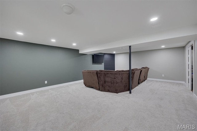 10041 Fox Haven Rd, Blackwell, MO 63626 - unfurnished living room featuring carpet flooring, baseboards, and recessed lighting