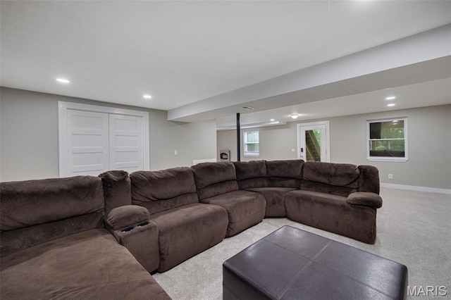 10041 Fox Haven Rd, Blackwell, MO 63626 - living room with recessed lighting, carpet flooring, and baseboards