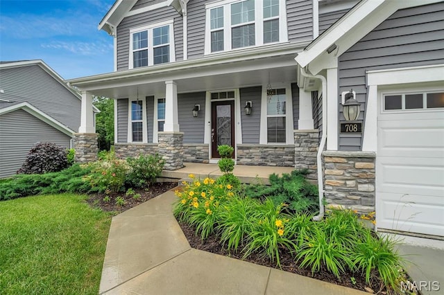 708 Kenmare Ct, Ofallon, MO 63368 - doorway to property with a porch and stone siding