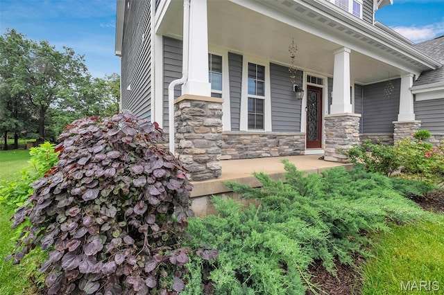 708 Kenmare Ct, Ofallon, MO 63368 - entrance to property with a porch and stone siding