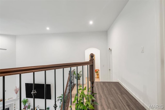708 Kenmare Ct, Ofallon, MO 63368 - hallway with wood finished floors, recessed lighting, and baseboards