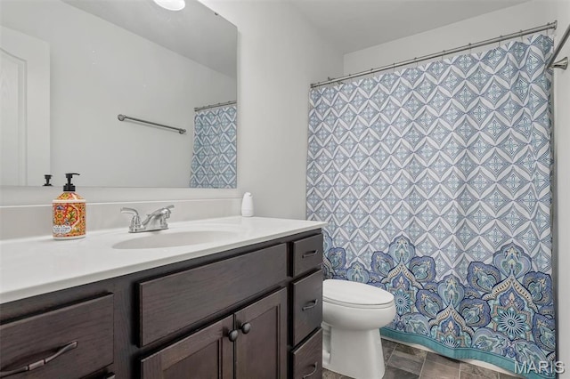 708 Kenmare Ct, Ofallon, MO 63368 - bathroom with vanity, toilet, and a shower with curtain
