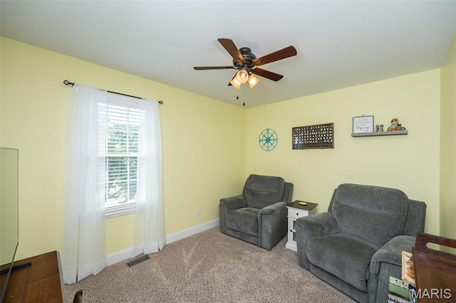 5 Poor Richard Ct, Ofallon, MO 63366 - living area featuring carpet floors and ceiling fan