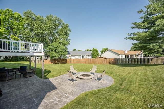 5 Poor Richard Ct, Ofallon, MO 63366 - view of yard with a fire pit, a patio, and a deck