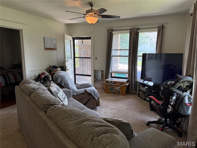 111 N Levering Ave, Hannibal, MO 63401 - living room featuring carpet and ceiling fan